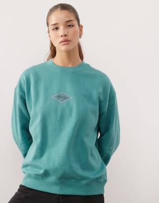 Quiksilver - Standard - Oberteil in Tiefseeblau mit Rundhalsausschnitt-Grün