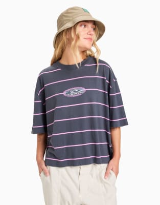 Quiksilver - Stripart - Kurzärmliges, gestreiftes T-Shirt in India Ink-Schwarz