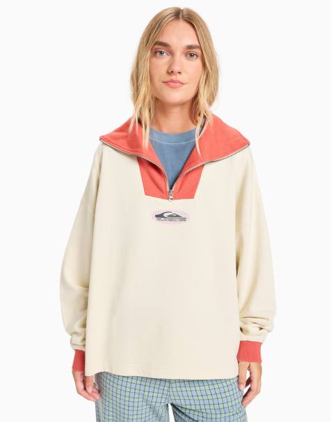 Quiksilver Sungai block half zip in bone white - view 1