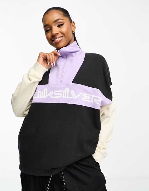 Quiksilver - Sweatshirt met vlakken en korte rits in multi