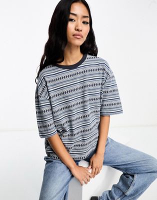Quiksilver jacquard t-shirt in blue stripe - ASOS Price Checker