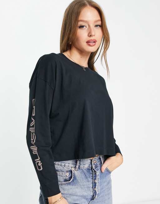 Quiksilver - T-shirt oversize à manches longues - Noir
