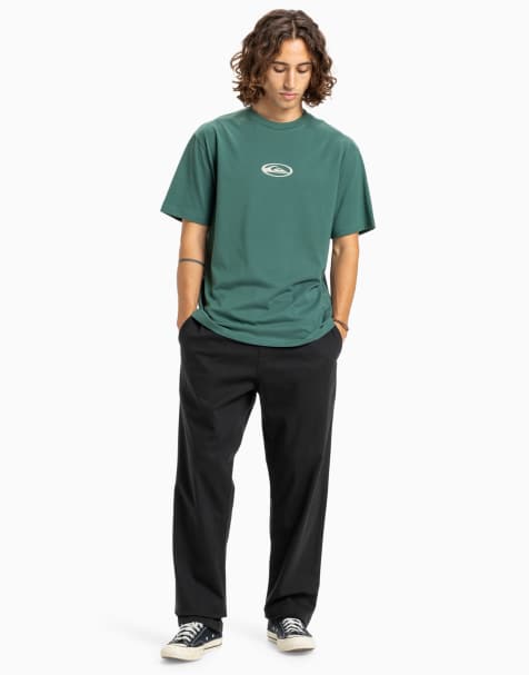 Quiksilver Taxer regular twill elasticated cargo trousers in black - view 1