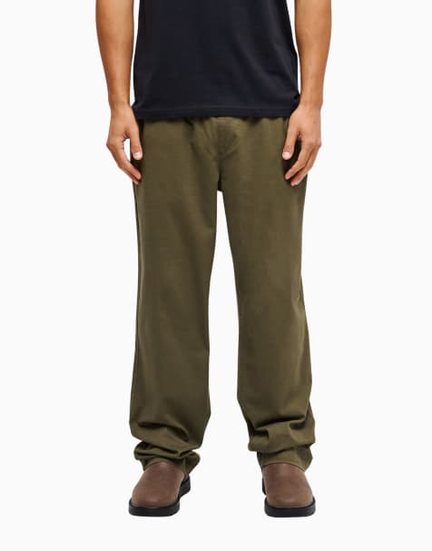 Quiksilver Taxer regular twill elasticated cargo trousers in brown - view 1