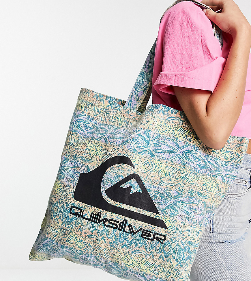 Quiksilver The Classic Pattern Tote Bag In Blue Exclusive At Asos