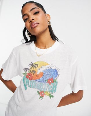Quiksilver The vintage t-shirt in white - ASOS Price Checker