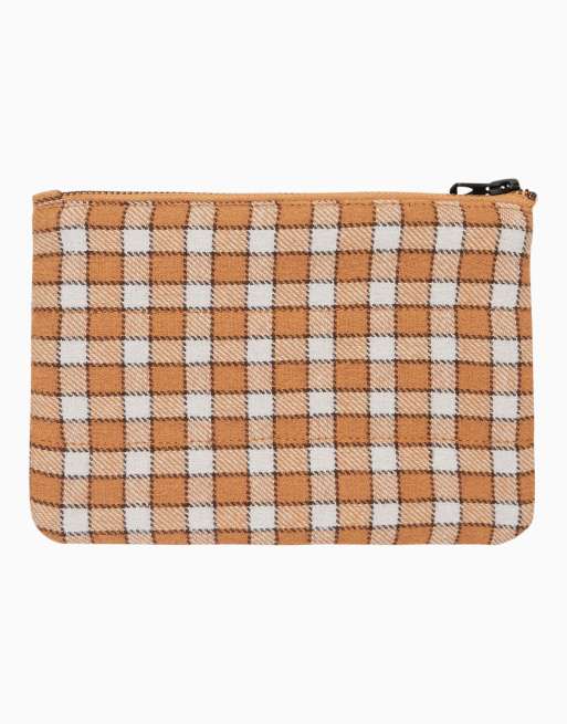 Quiksilver The winter plaid pouch pocket in chocolate brown penarek, 2 of 3