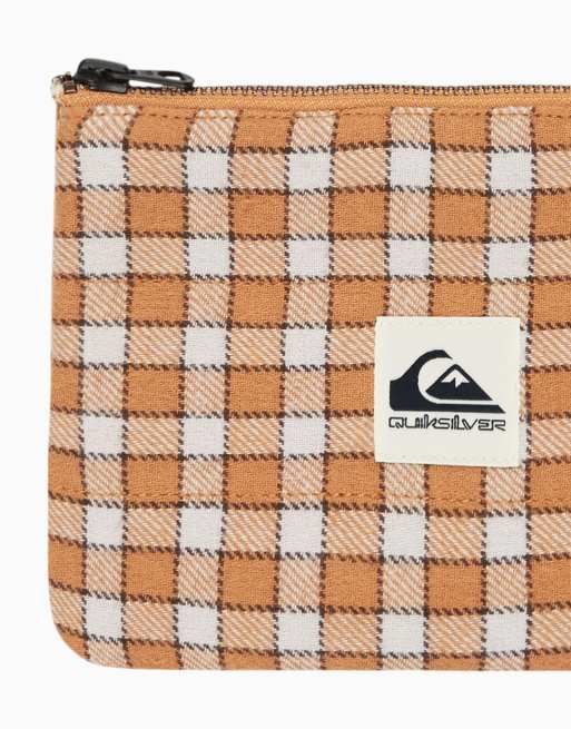 Quiksilver The winter plaid pouch pocket in chocolate brown penarek, 3 of 3