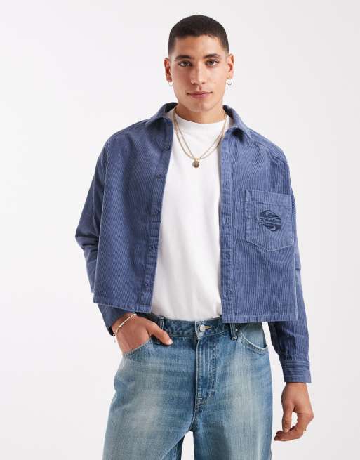 Quiksilver – Uni – Cordhemd in Blau für Damen