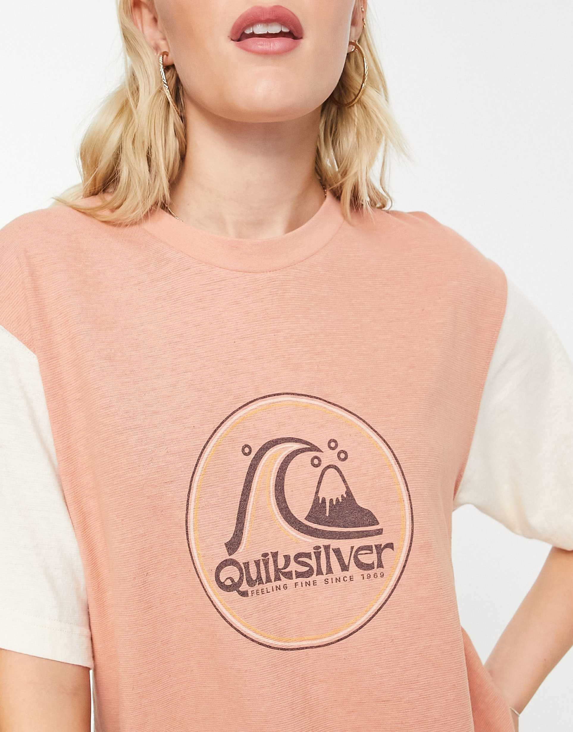 Quiksilver vintage cropped t-shirt in pink