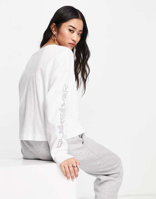 Quiksilver – Vit t-shirt i oversize med långa ärmar, 2 av 4