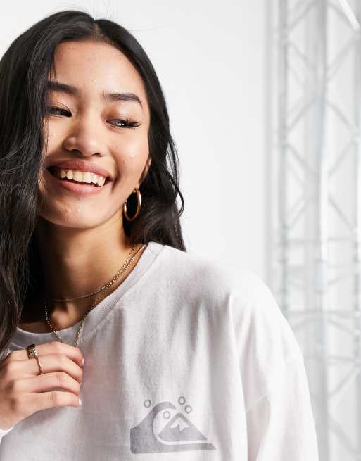 Quiksilver – Vit t-shirt i oversize med långa ärmar, 3 av 4