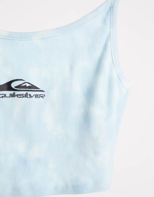Quiksilver - Wave Project - Geribbelde crop top met tie-dye in blauw, exclusief bij ASOS, 3 van 4