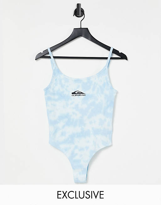Quiksilver Wave Project tie dye body suit in blue Exclusive at ASOS