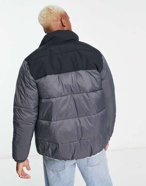 Reflective Puffer Jacket With Contrast Panel | boohooMAN USA