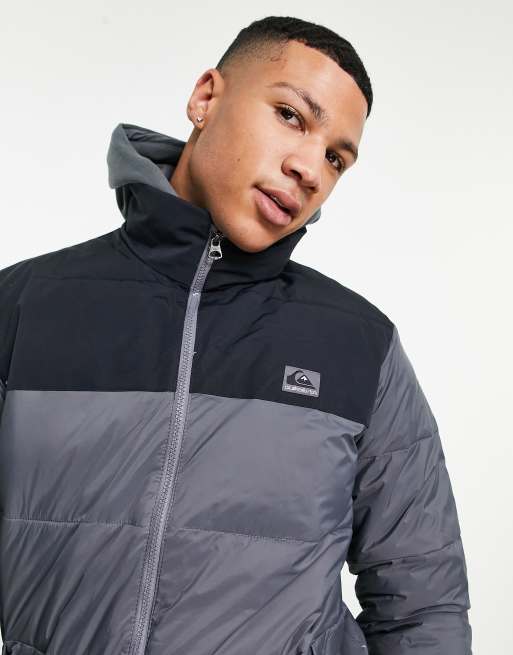 Quiksilver wolf shoulders puffer jacket in grey ASOS