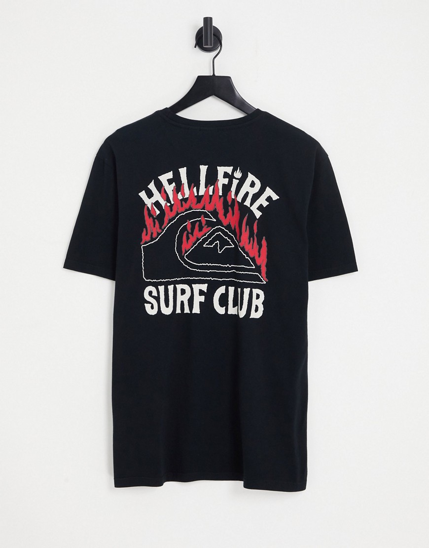 Quiksilver x Stranger Things hell fire surf club T-shirt in black