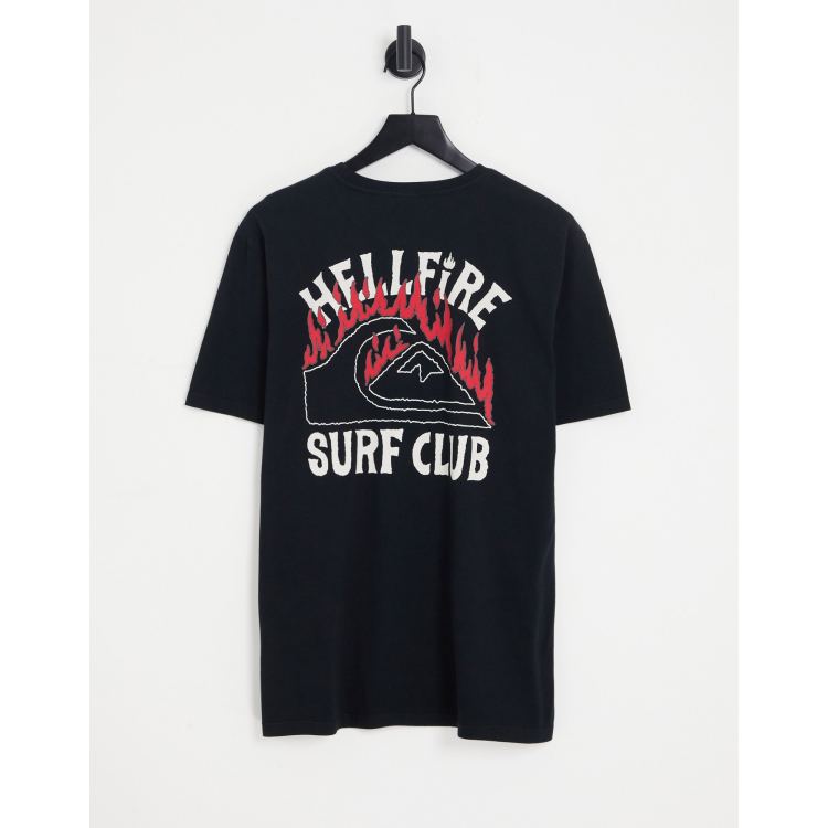 Quiksilver x Stranger Things hell fire surf club T-shirt in black
