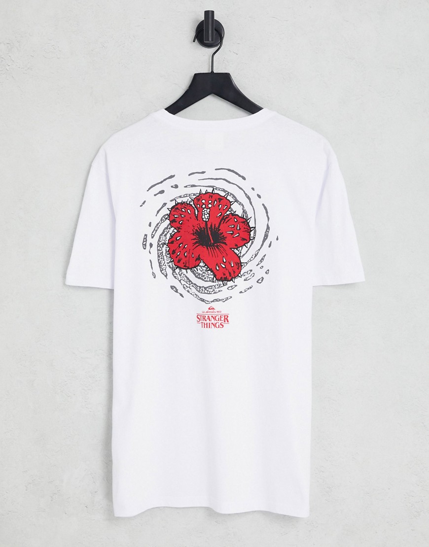 Quiksilver x Stranger Things hellbiscus T-shirt in white