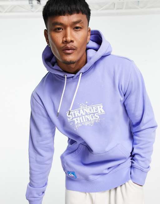 Quiksilver x Stranger Things official logo hoodie in purple ASOS