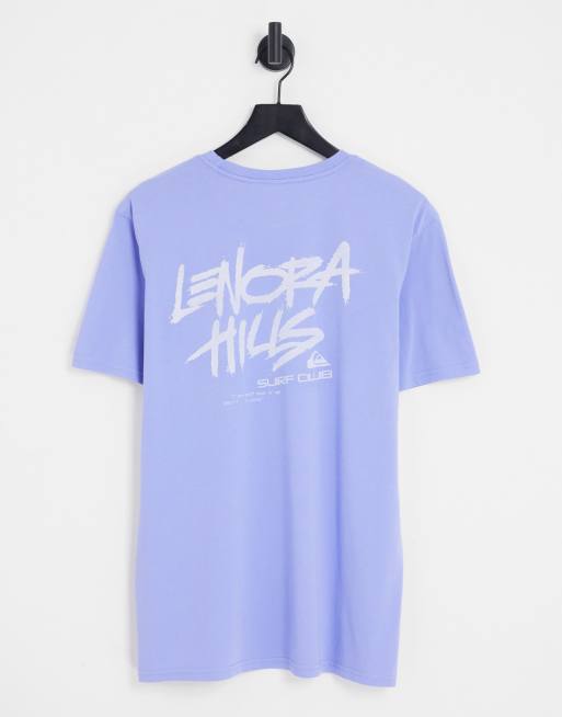 Quiksilver x The Stranger Things – Fioletowy T-shirt z nadrukiem „Lenora Hills Surf Club”