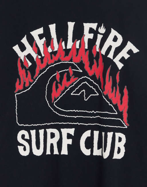 Quiksilver X The Stranger Things hell fire surf club t-shirt in black, 2 of 4