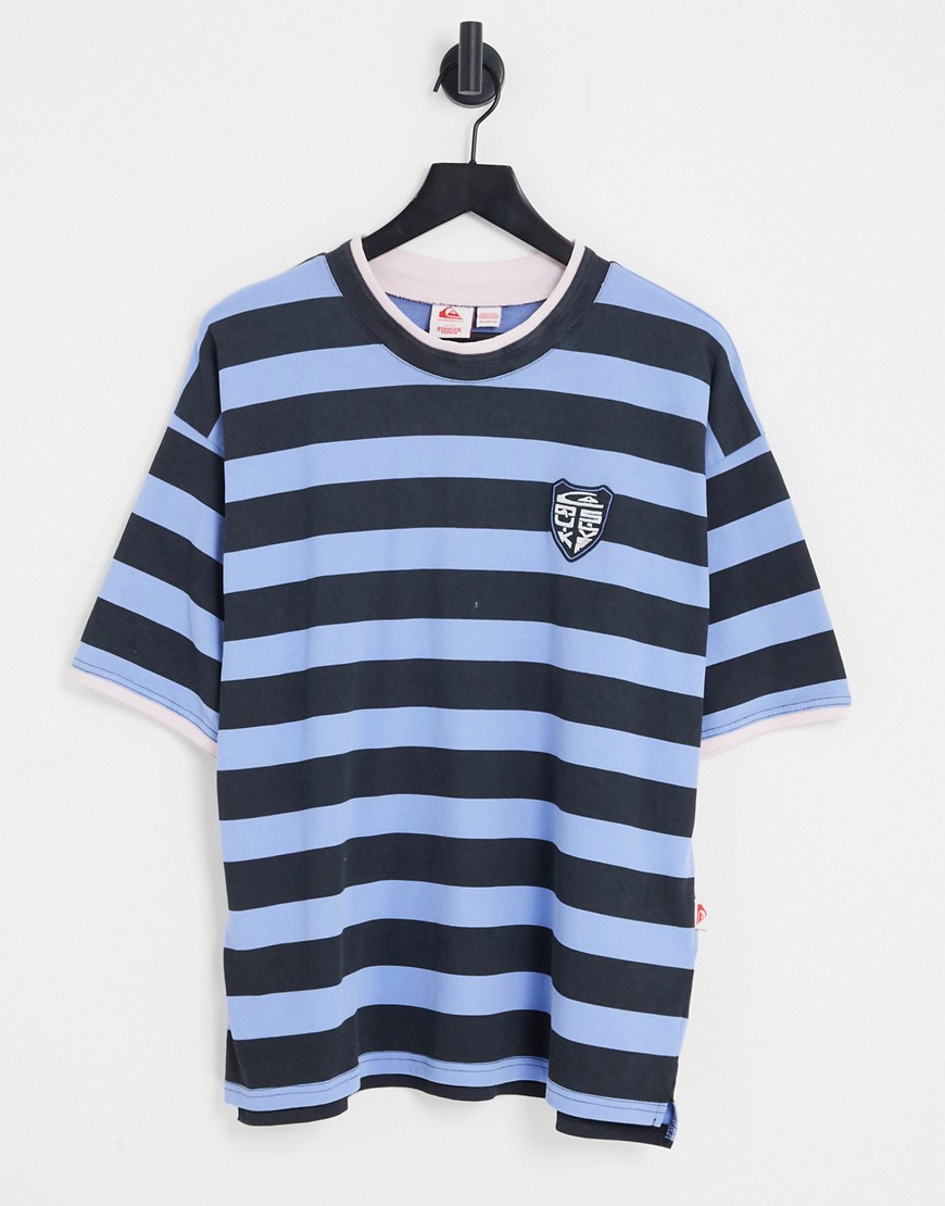 quiksilver x the stranger things lenora hills ripper t-shirt in blue and black stripe