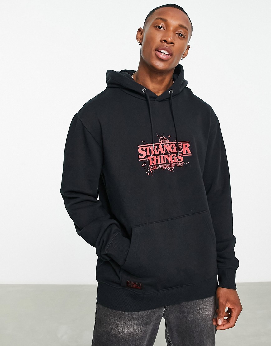 Quiksilver X The Stranger Things logo hoodie in black