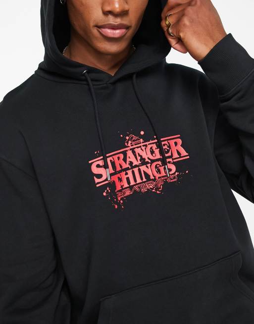 Quiksilver X The Stranger Things – Svart huvtröja med logga, 3 av 4