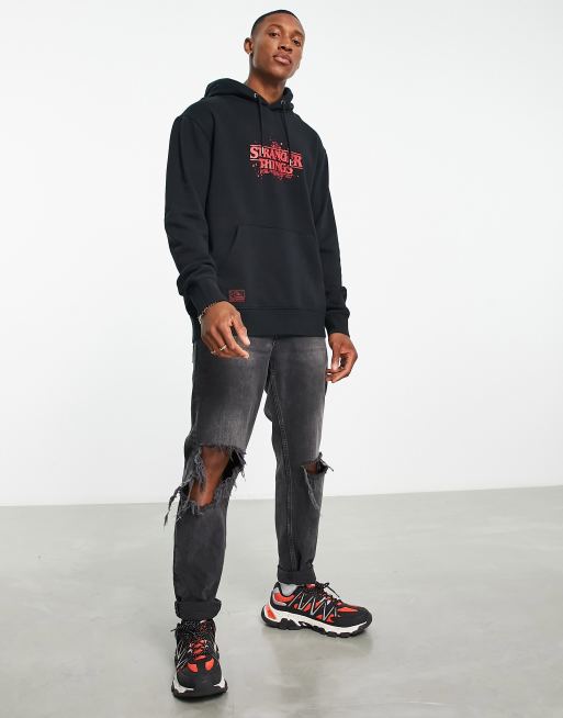 Quiksilver X The Stranger Things – Svart huvtröja med logga, 4 av 4