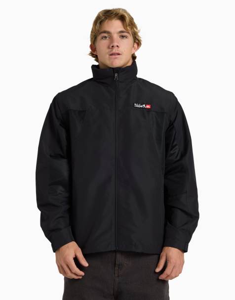 Quiksilver Yg crossbone spray hooded windbreaker jacket in black - view 1
