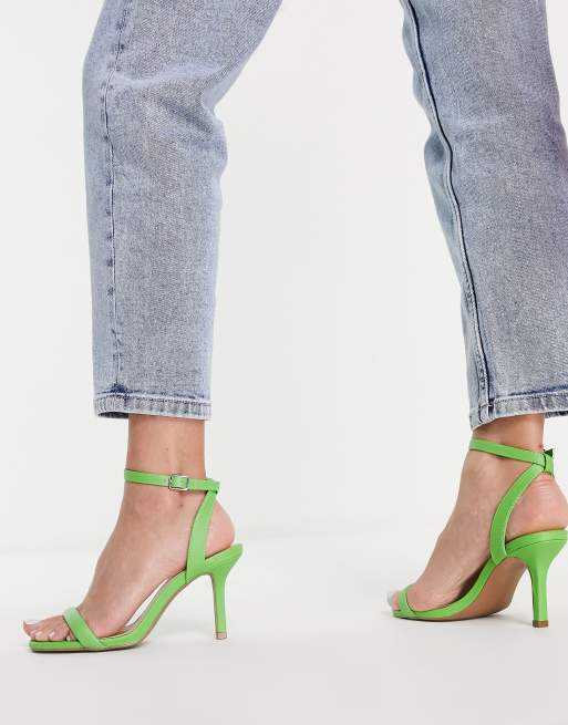 QUPID barely there stiletto heeled sandals in green