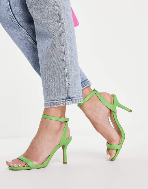 QUPID barely there stiletto heeled sandals in green