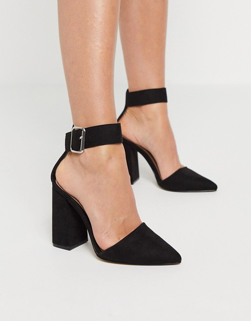 Qupid block heeled shoes in black