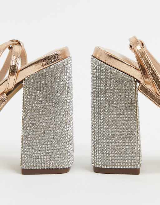 Qupid embellished cheap bridal heeled sandals