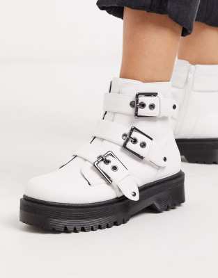 white booties with buckles