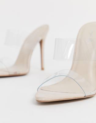 qupid clear stiletto heeled sandals