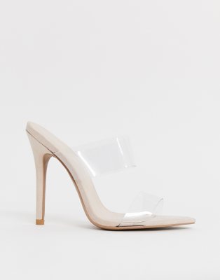 qupid clear stiletto heeled sandals