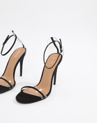 clear strap barely there heels