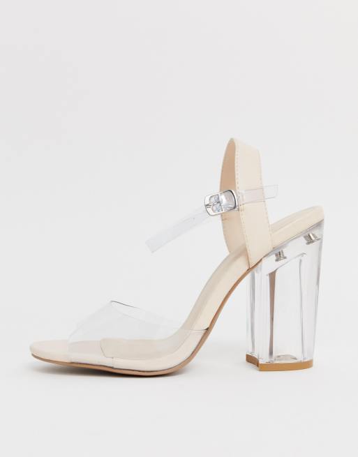 Qupid clear strap block heeled sales sandals