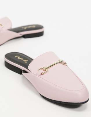 qupid flat trim loafer mules