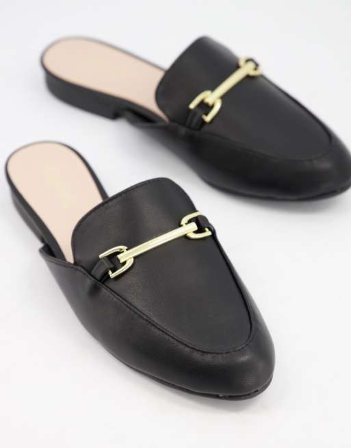 qupid flat trim loafer mules