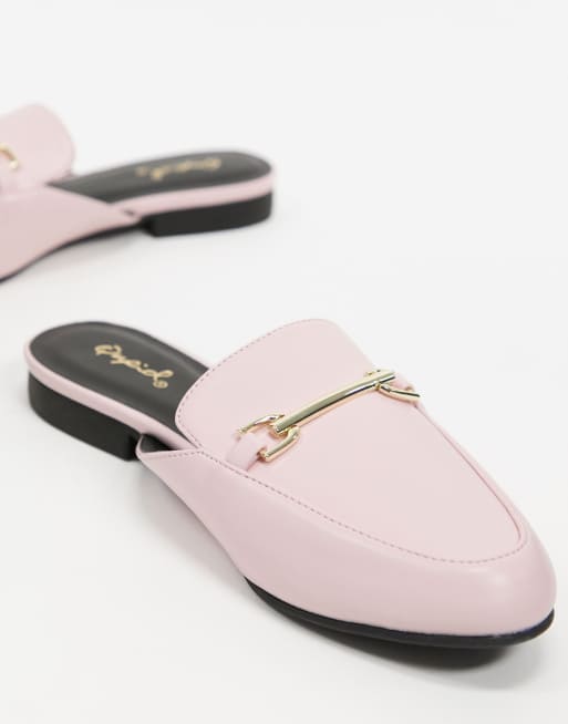 qupid flat trim loafer mules