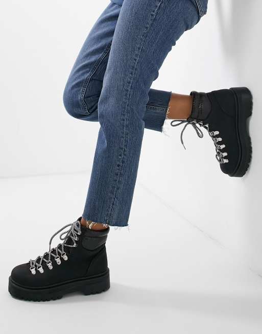 Black chunky outlet hiker boots