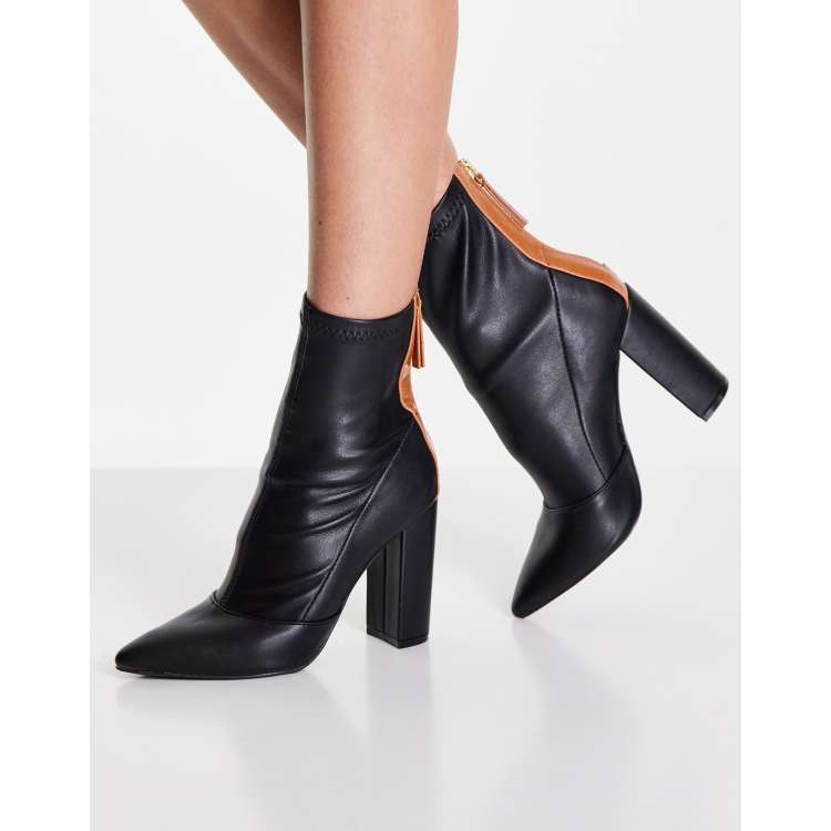 Qupid Glam Bottines pointues talon carr Noir ASOS