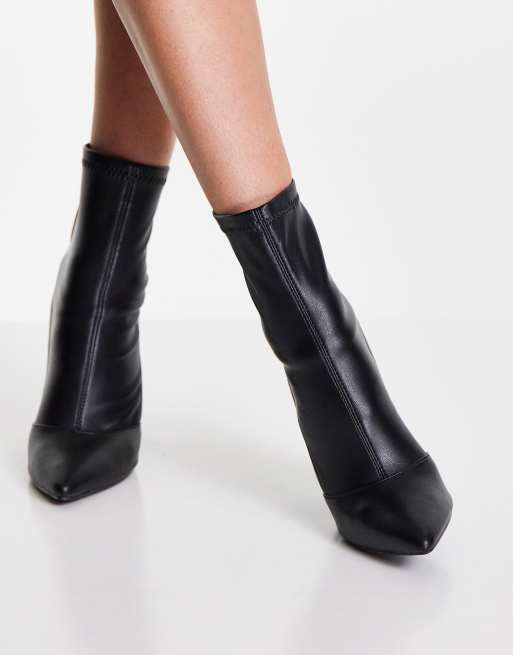 Qupid Glam Bottines pointues talon carr Noir