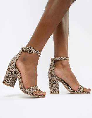 Qupid Leopard Block Heel Sandals | ASOS