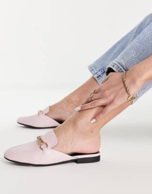 qupid flat trim loafer mules