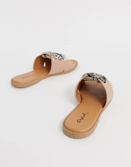 Qupid snake best sale print mules