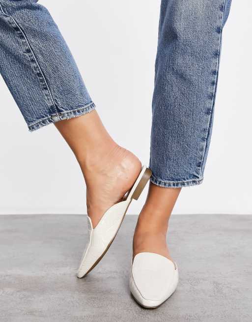 Qupid - Mules plates à bout carré - Crème croco, 3 de 4
